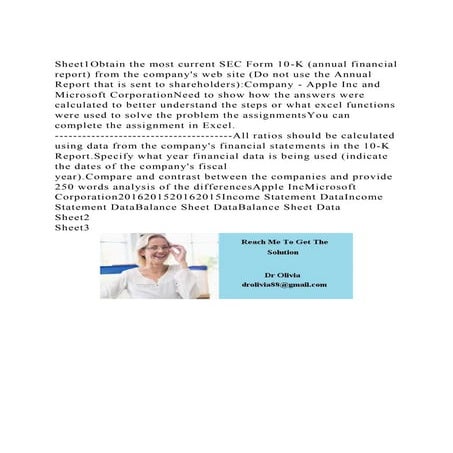 Sheet1Obtain the most current SEC Form 10-K (annual financial repo.docx