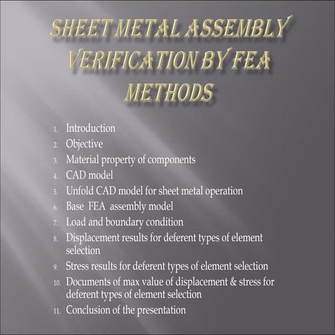 Sheet metal assembly verification by fea methods
