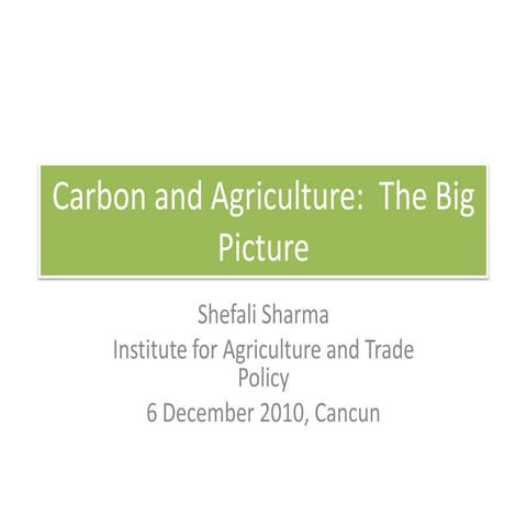Carbon and Agriculture: The Big Picture