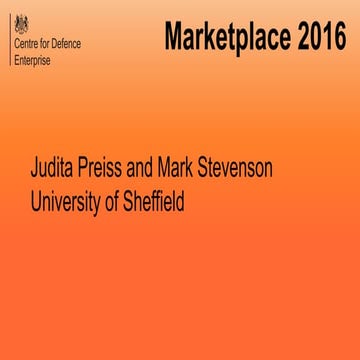 CDE Marketplace Sept 2016: University of Sheffield (Autonomy & Big Data) MS