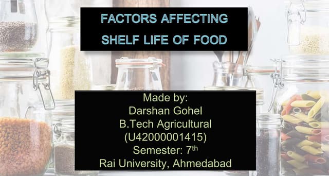Factors affecting Shelflife of food