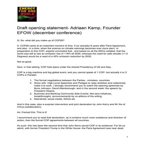 EFOW draft opening statement- post- COP26 event (sample)