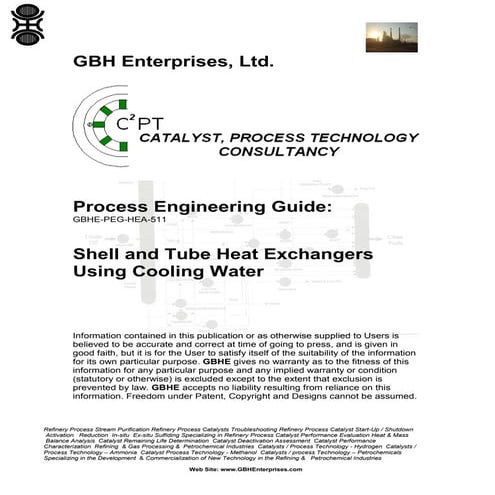 Shell and Tube Heat Exchangers Using Cooling Water