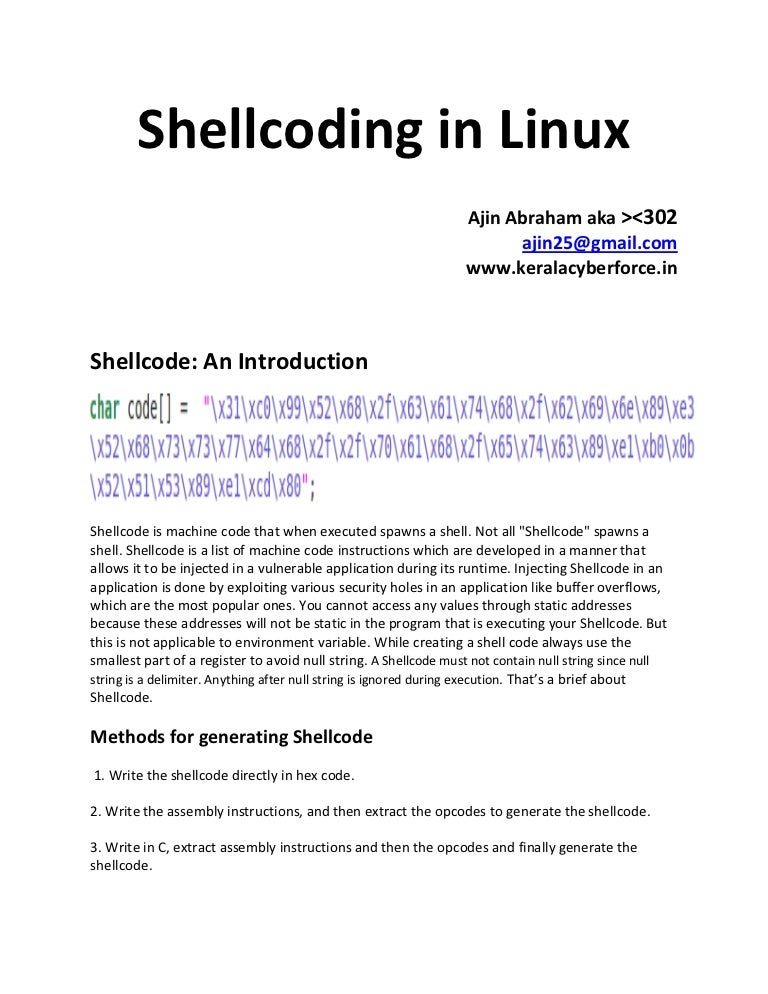 Shellcoding in linux