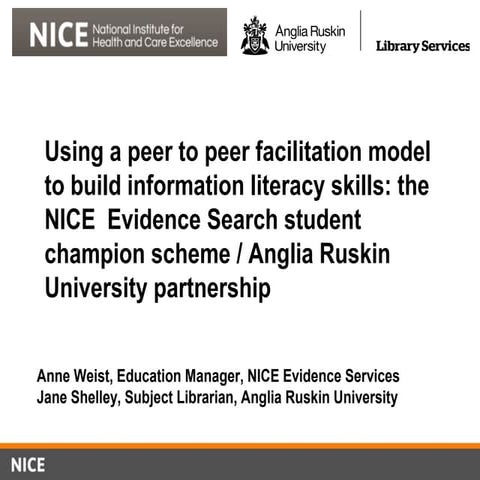 Using a peer to peer facilitation model to build information literacy skills:...