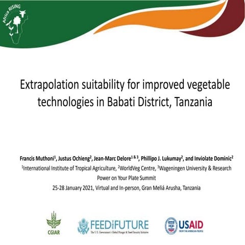 Extrapolation suitability for improved vegetable technologies in Babati Distr...