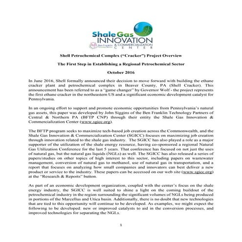 White Paper: Shell Petrochemical Complex (“Cracker”) Project Overview