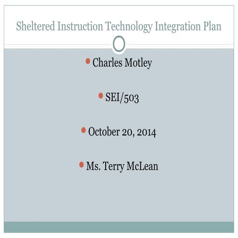 Sheltered instruction technology integration plan