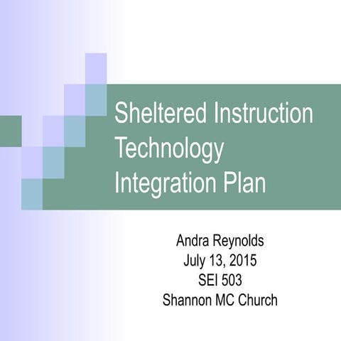 Sheltered instruction technology integration plan