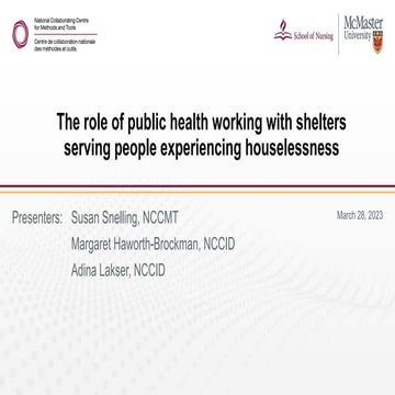 The role of public health working with shelters serving people experiencing houselessness