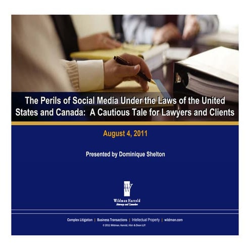The Perils of Social Media Under the Laws of the United States and Canada: A ...