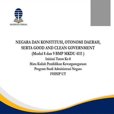 Negara dan Konstitusi, Otonomi Daerah, dan Good And Clean Government ...