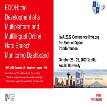 EOOH: the Development of a Multiplatform and Multilingual Online Hate Speech ...