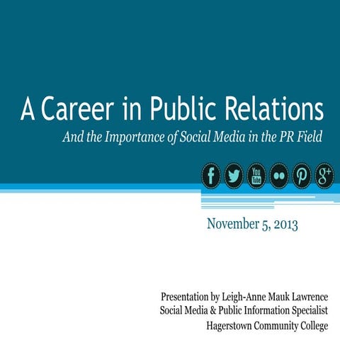 A Career in Public Relations and the Importance of Social Media in the PR Field