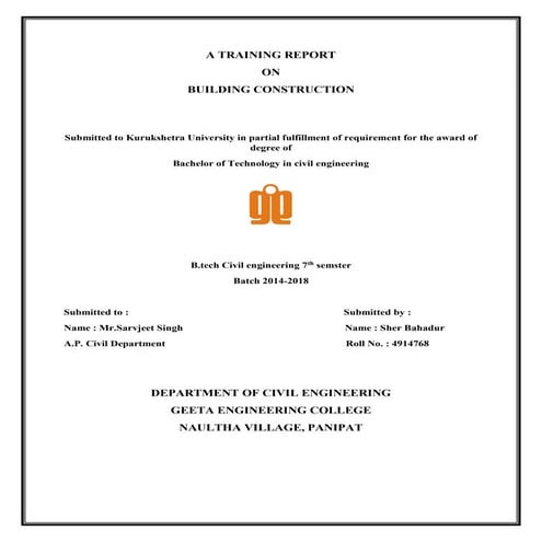 REPORTS ON BUILDING CONSTRUCTION