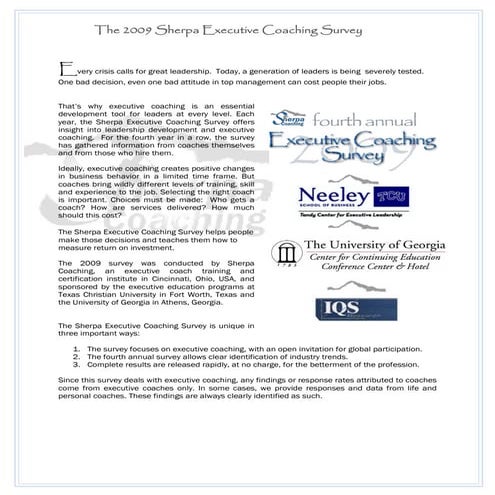 Sherpa Executive Coaching Survey2009