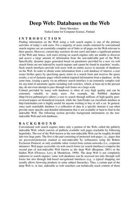 Deep Web: Databases on the Web