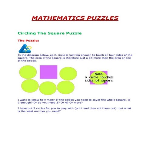 Mathematics Puzzles | PDF