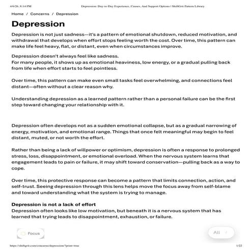 Understanding Depression: Patterns, Causes, and Support Strategies | PDF