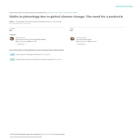 Shifts in phenology due to global climate change: The need for a yardstick