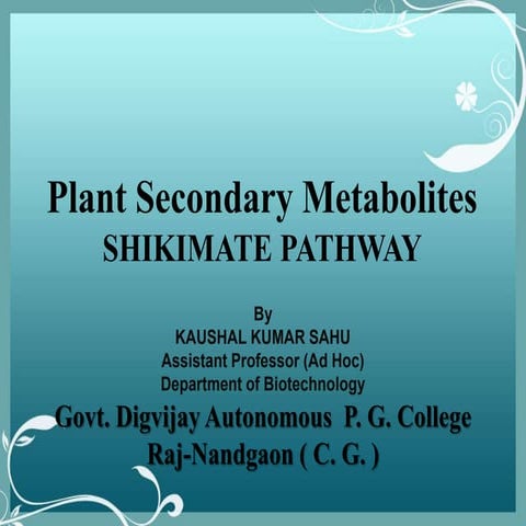 Shikimate pathway by kk sahu sir