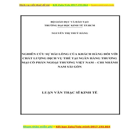Sự Hài Lòng Của Khách Hàng Đối Với Chất Lượng Dịch Vụ Thẻ Tại Ngân Hàng Thươn...