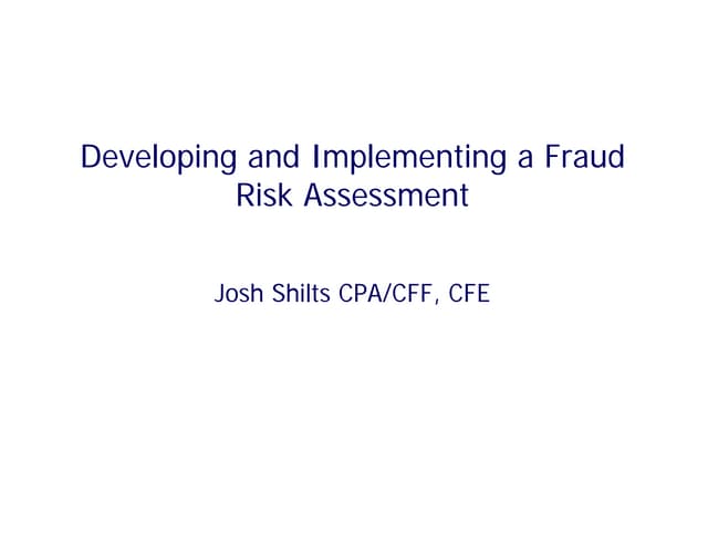 Shilts Fraud Risk Assessment Deck