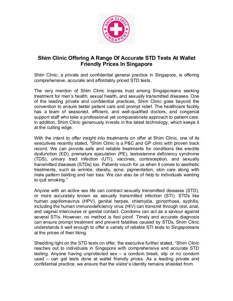 Shim Clinic Offering A Range Of Accurate Std Tests At Wallet Friendly