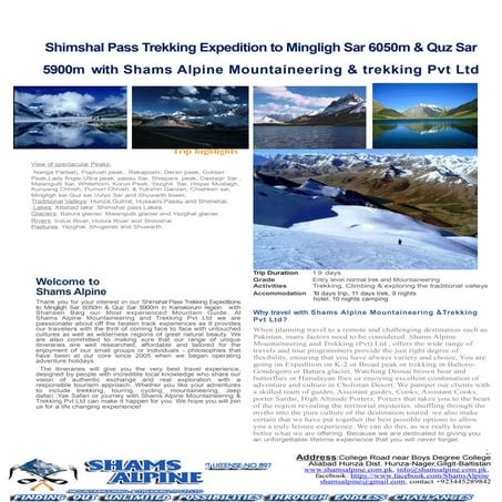 Shimshal pass trek, tour and expedition 