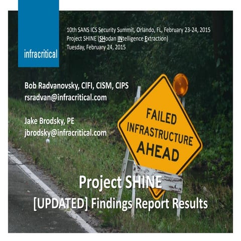 10th SANS ICS Security Summit Project SHINE Presentation