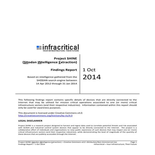 Project SHINE Findings Report (1-Oct-2014)