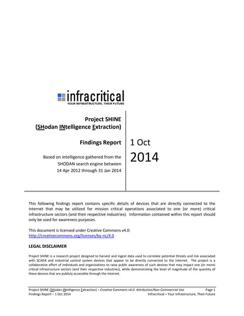 Project SHINE Findings Report (1-Oct-2014)