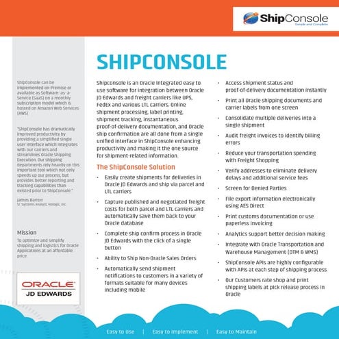 JD Edwards EnterpriseOne Shipping Software - ShipConsole