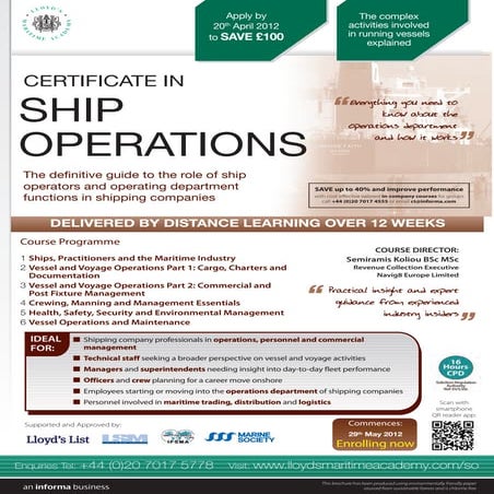 Certificate in Ship Operations by Lloyds Maritime Academy