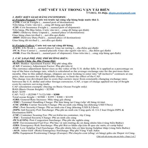 SHIPPING ABBREVIATIONS Chu Viet Tat trong van tai bien (f)