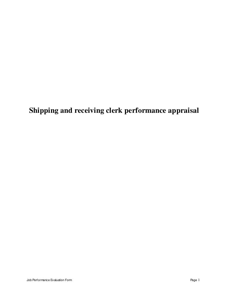 Shipping and receiving clerk performance appraisal