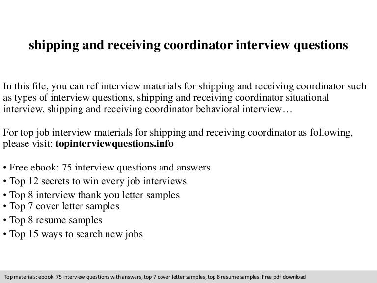 Shipping and receiving coordinator interview questions
