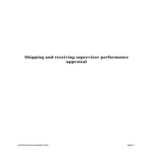 Shipping and receiving supervisor performance appraisal