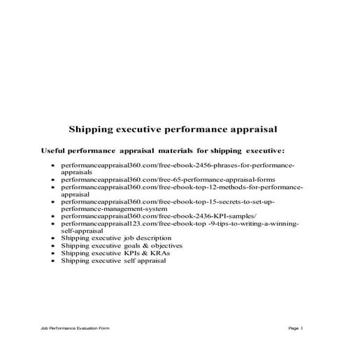 Shipping executive performance appraisal
