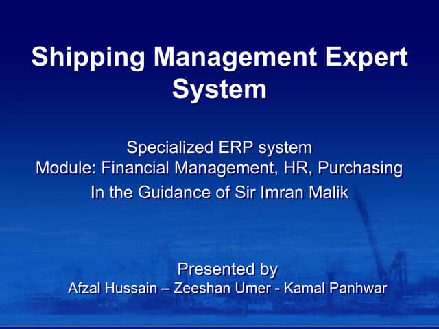 The Department of the Navy Financial management (ERP)