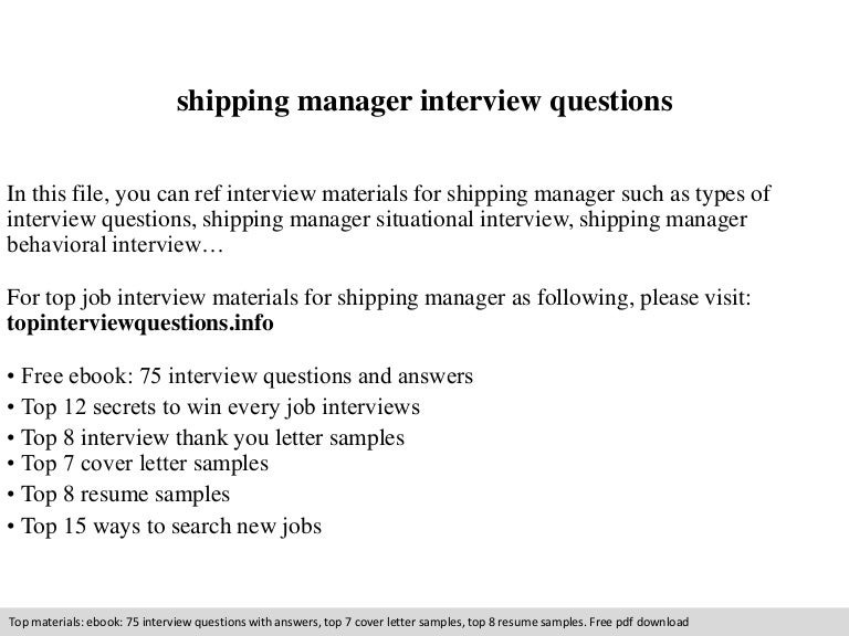 shipping manager job description