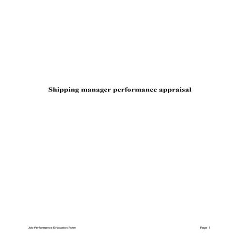 Shipping manager performance appraisal