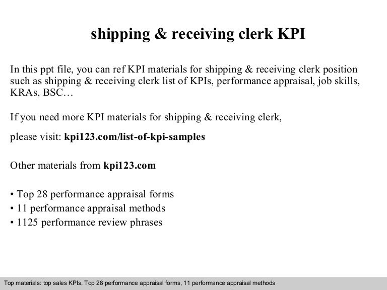 Shipping & receiving clerk kpi