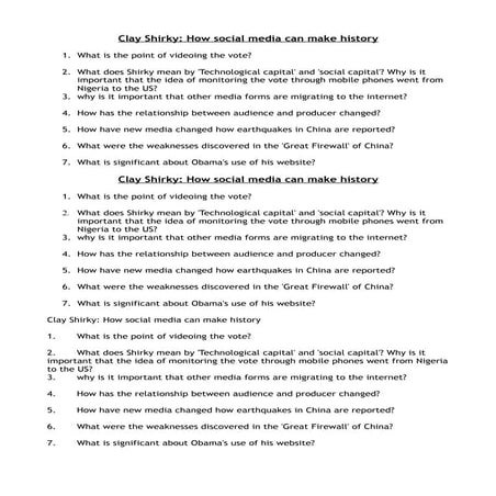 Shirky vid questions