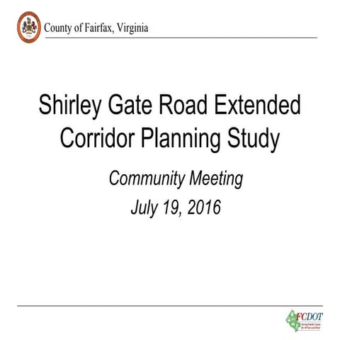 Shirley Gate Road Extended Corridor Planning Study