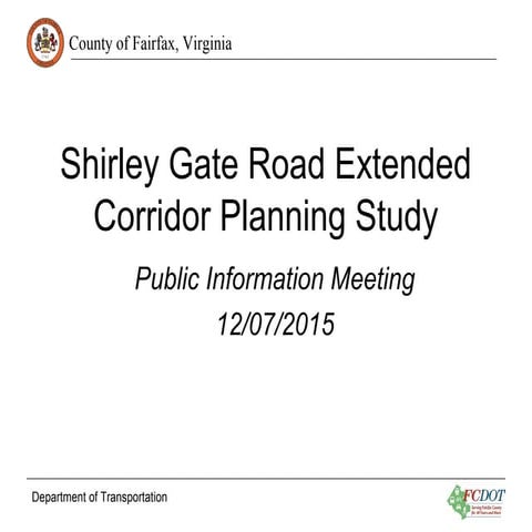 Shirley Gate Road Extended Corridor Planning Study