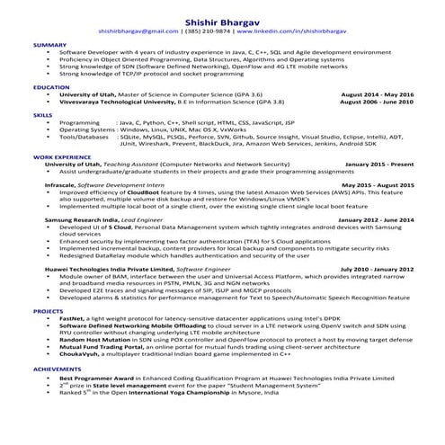 Shishir Bhargav Resume