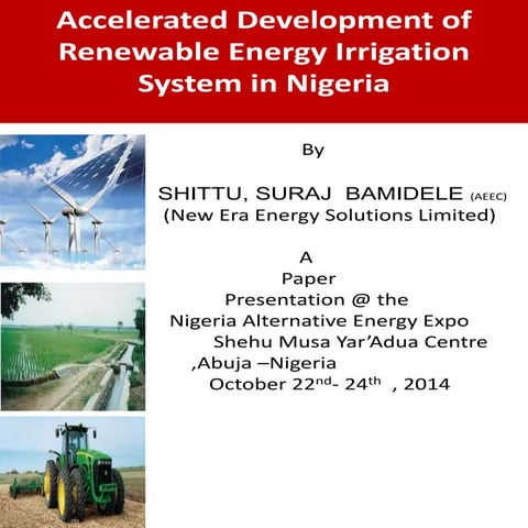 Accelerated Development of Renewable Energy Irrigation System in Nigeria