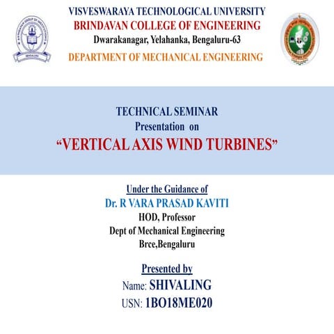 Technical Seminar on Vertical Axis Wind Turbines