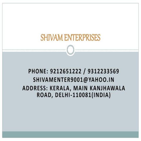 Shivam enterprises ppt
